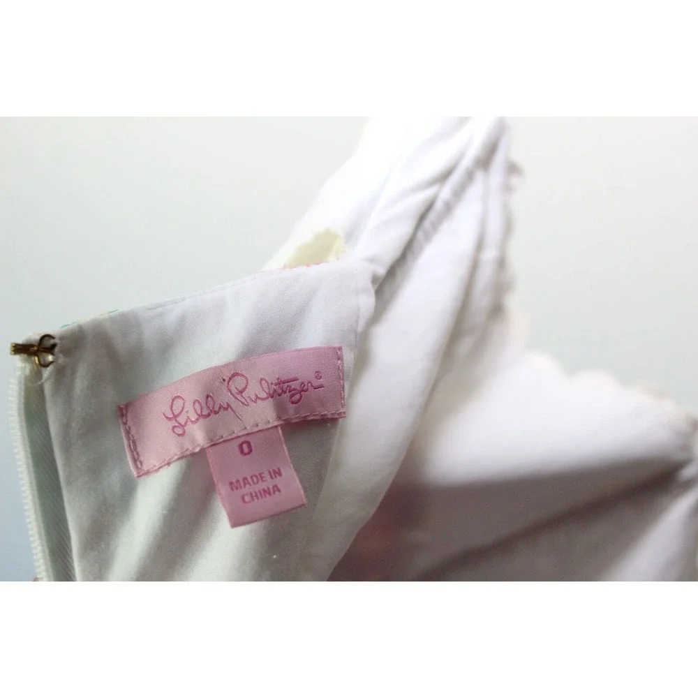 Lilly Pulitzer Franco Patches Strapless Dress White Pink Women's Size 0 H13532 - Picture 9 of 13